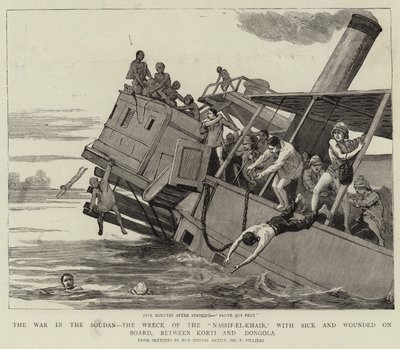 La Guerra en Sudán, el Naufragio del Nassif-el-Khair, con Enfermos y Heridos a Bordo, entre Korti y Dongola de Frederic Villiers